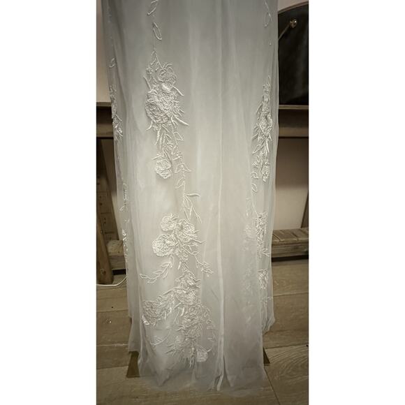 BHLDN NWT Ivory Calla Sleeveless Tulle Floral Applique Maxi Dress Size Medium - Picture 7 of 15